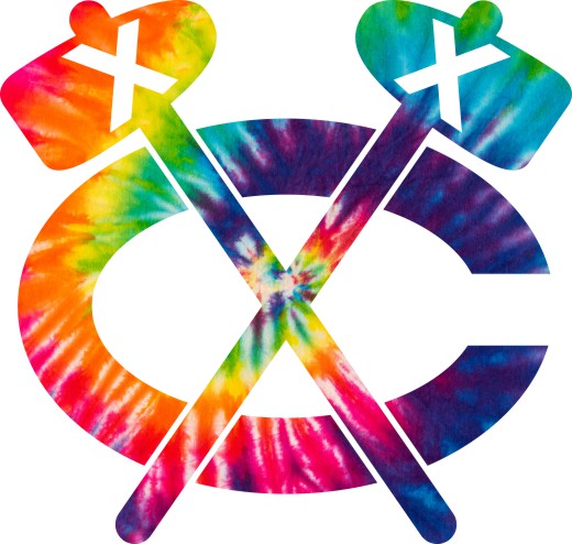 Chicago Blackhawks rainbow spiral tie-dye logo vinyl decal